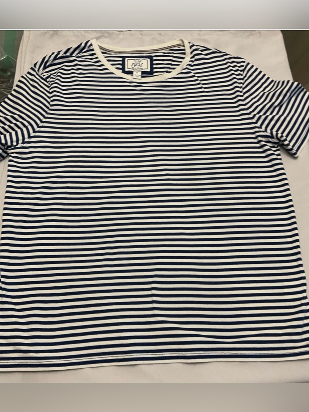 Jos A Bank Striped Navy & White Women’s Crew Neck Shirt